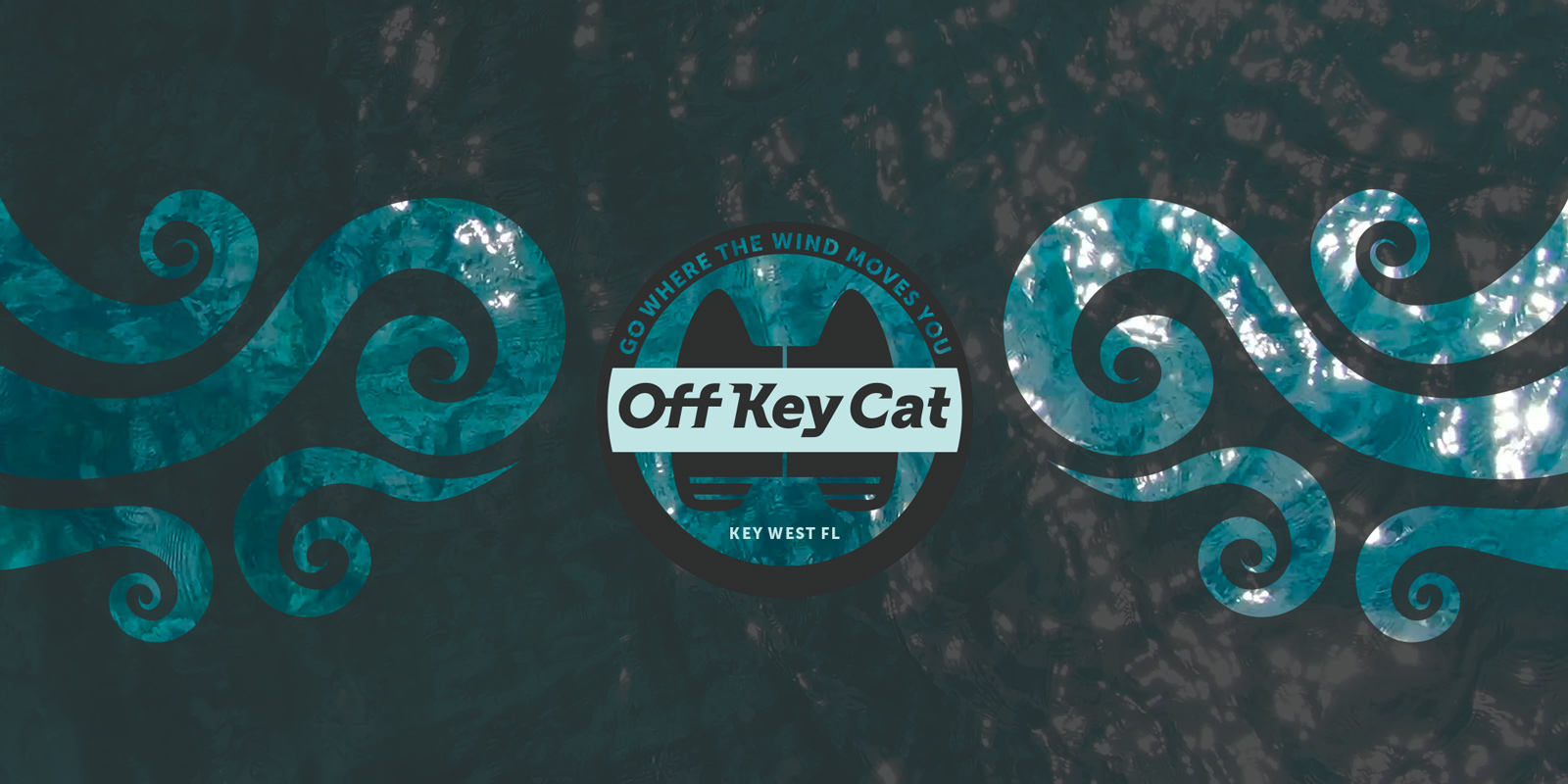 Off Key Cat water pattern and logo